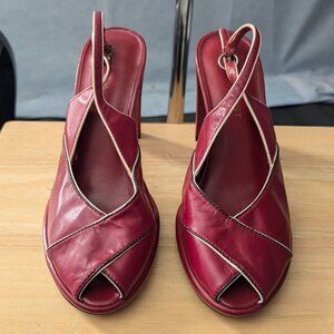 VINTAGE NINE WEST Crimson Platform Peek Toe High Heels Size US6.5M